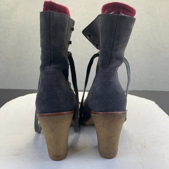 UGG Australia Boots Women sz 8 gray/burgundy zip Lace Up Combat Heel Ladies - Picture 6 of 16